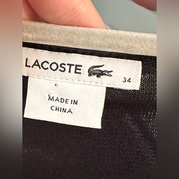 Lacoste Women’s Black V Neck Long Sleeve Knit Sweater - Picture 7 of 9